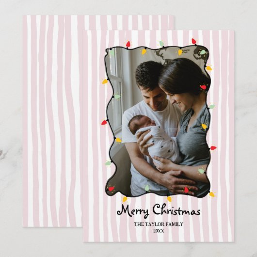 Schattigee grillige hand getekend vrolijke kerstfo kaart (Voorkant / Achterkant)