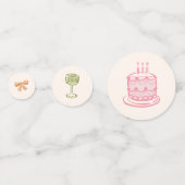 Schattigee grillige hand-getekende Verjaardagstafe Confetti (Voorkanten)