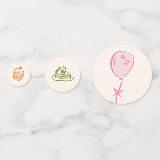 Schattigee grillige hand-getekende Verjaardagstafe Confetti (Achterkanten)