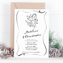 Schattigee grillige hand getrokken cupido ski wint kaart