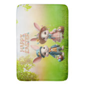 Schattigee, grillige Happy Easter met 2 konijnen Badmat (Voorkant Verticaal)