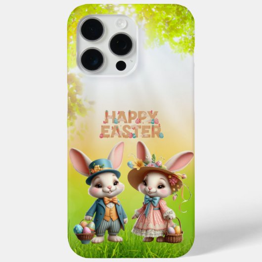 Schattigee, grillige Happy Easter met 2 konijnen Case-Mate iPhone Case (Achterkant)