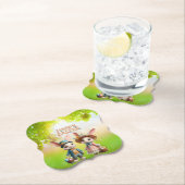 Schattigee, grillige Happy Easter met 2 konijnen Kartonnen Onderzetters (Insitu)