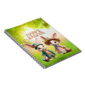 Schattigee, grillige Happy Easter met 2 konijnen Notitieboek (Rechterzijde)