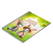 Schattigee, grillige Happy Easter met 2 konijnen Notitieboek (Linkerzijde)