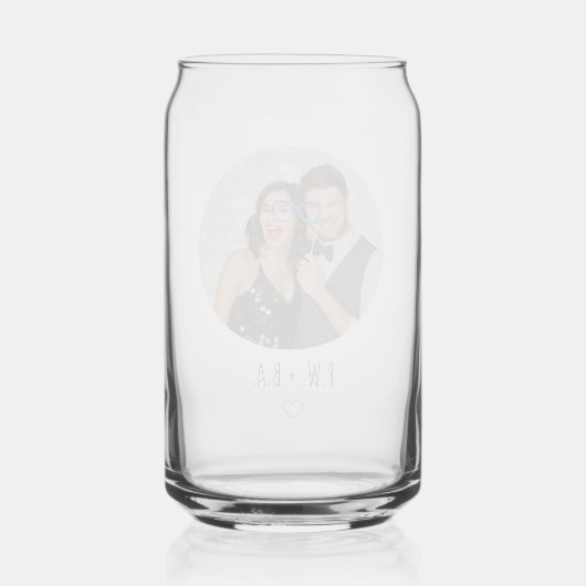 Schattigee grillige hart monogram bruiloft foto blikvorm glas (Achterkant)