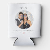 Schattigee grillige hart monogram bruiloft opslaan blikjeskoeler (Voorkant)