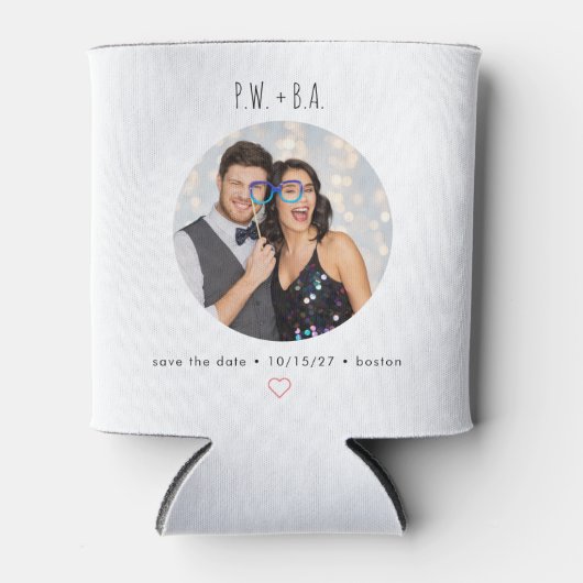 Schattigee grillige hart monogram bruiloft opslaan blikjeskoeler (Voorkant)