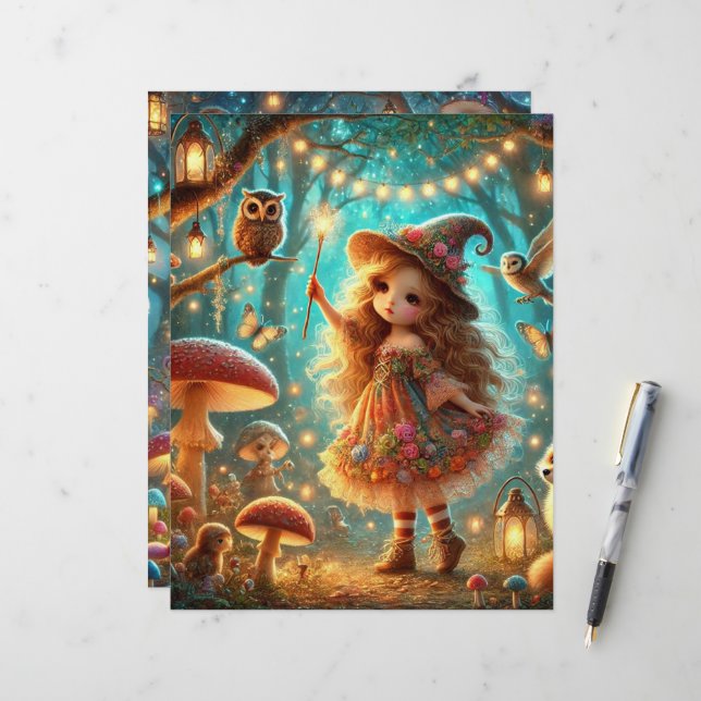 Schattigee grillige heks magische bos plakboek (Voorkant / Achterkant in situ)