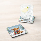 Schattigee grillige Highland Koe kerst Bier Onderzetter (Rechterzijde)