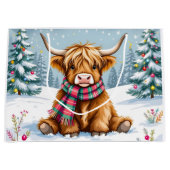 Schattigee grillige Highland Koe kerst Groot Cadeauzakje (Voorkant)