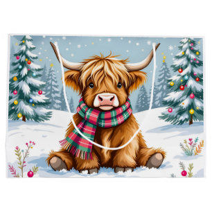 Schattigee grillige Highland Koe kerst Groot Cadeauzakje