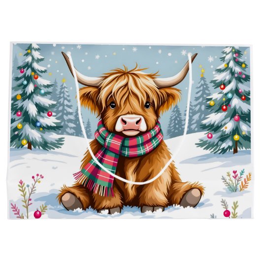 Schattigee grillige Highland Koe kerst Groot Cadeauzakje (Achterkant)