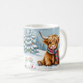 Schattigee grillige Highland Koe kerst Koffiemok (Voorkant rechts)
