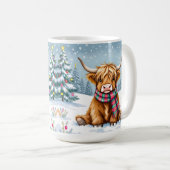 Schattigee grillige Highland Koe kerst Koffiemok (Voorkant rechts)