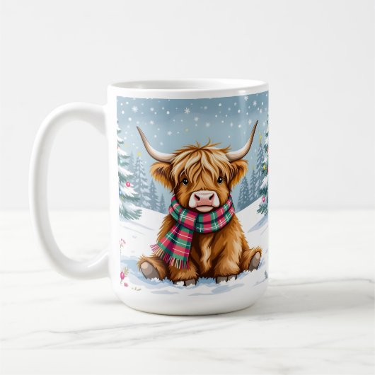 Schattigee grillige Highland Koe kerst Koffiemok (Links)