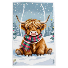 Schattigee grillige Highland Koe kerst Medium Cadeauzakje