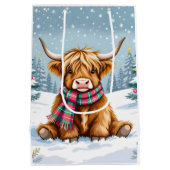 Schattigee grillige Highland Koe kerst Medium Cadeauzakje (Achterkant)