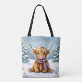 Schattigee grillige Highland Koe kerstmis geperson Tote Bag (Achterkant)