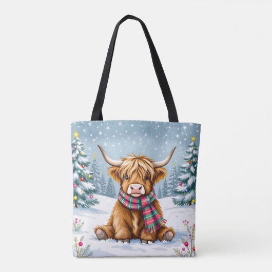 Schattigee grillige Highland Koe kerstmis geperson Tote Bag (Achterkant)