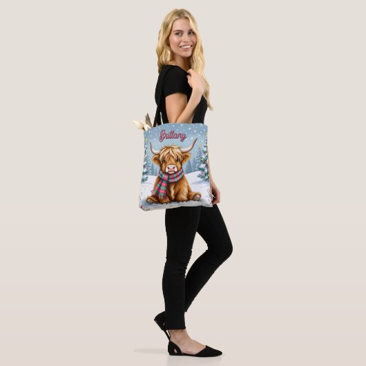 Schattigee grillige Highland Koe kerstmis geperson Tote Bag (Op model)