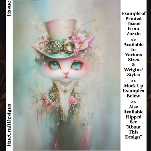 Schattigee grillige kat in Steampunk Pet EE8R Deco Tissuepapier