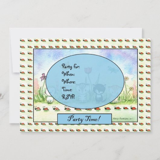 Schattigee grillige Kat Puppy lieveheersbeestje Ui Kaart (Achterkant)