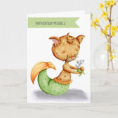 Schattigee grillige kattenmuis zeemeermin Verjaard Kaart (Gele Bloem)