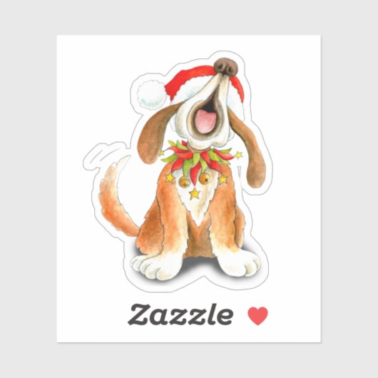Schattigee grillige kerst carol zingende hond sticker (Vel)