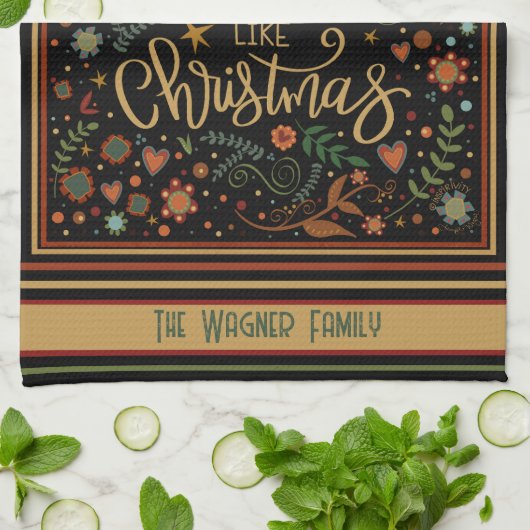 Schattigee grillige kerst citaat gepersonaliseerd theedoek (Gevouwen)