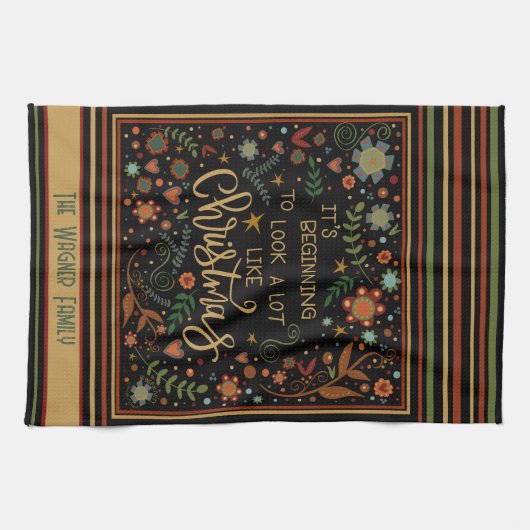 Schattigee grillige kerst citaat gepersonaliseerd theedoek (Horizontaal)