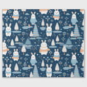 Schattigee grillige kerst winter konijn cadeaupapier (Vlak)