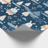 Schattigee grillige kerst winter konijn cadeaupapier (Hoek)