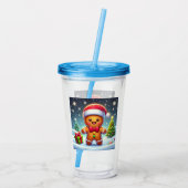 Schattigee grillige kerst/winter peperkoek man acryl drinkbeker (Achterkant)
