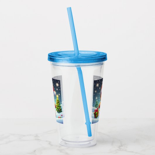 Schattigee grillige kerst/winter peperkoek man acryl drinkbeker (Links)