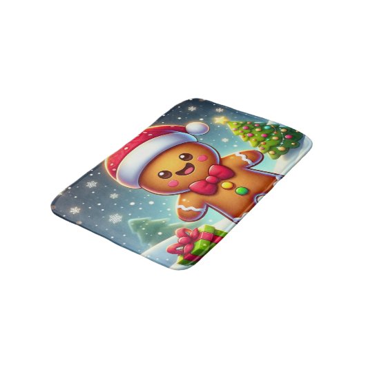 Schattigee grillige kerst/winter peperkoek man badmat (Gekanteld)