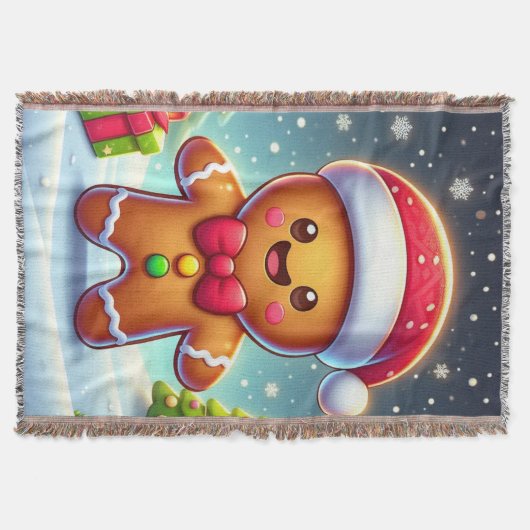 Schattigee grillige kerst/winter peperkoek man deken (Voorkant)