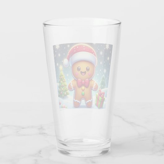 Schattigee grillige kerst/winter peperkoek man glas (Achterkant)