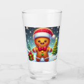 Schattigee grillige kerst/winter peperkoek man glas (Voorkant)