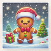 Schattigee grillige kerst/winter peperkoek man glazen onderzetter (Voorkant)