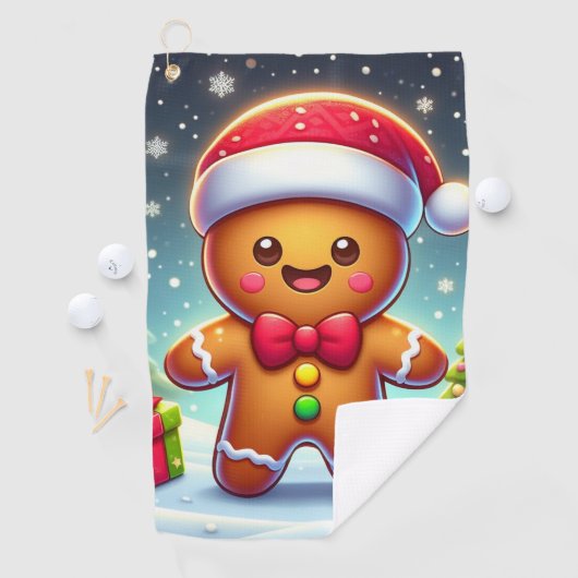 Schattigee grillige kerst/winter peperkoek man golfhanddoek (Insitu)