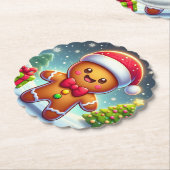 Schattigee grillige kerst/winter peperkoek man kartonnen onderzetters (Gekanteld)