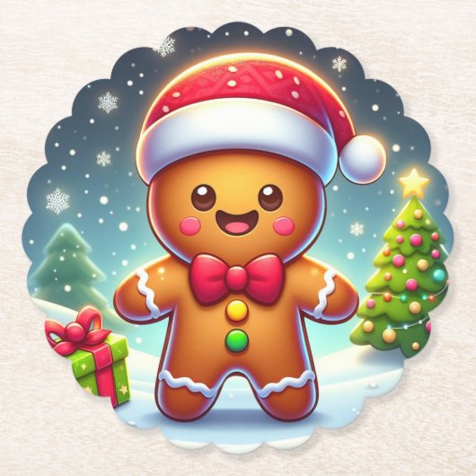 Schattigee grillige kerst/winter peperkoek man kartonnen onderzetters (Voorkant)