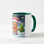 Schattigee grillige kerst/winter peperkoek man mok (Voorkant rechts)