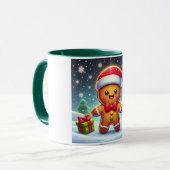 Schattigee grillige kerst/winter peperkoek man mok (Voorkant links)
