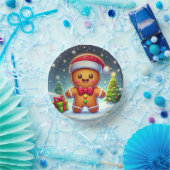 Schattigee grillige kerst/winter peperkoek man papieren kommen (Feest)