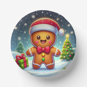 Schattigee grillige kerst/winter peperkoek man papieren kommen