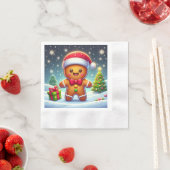 Schattigee grillige kerst/winter peperkoek man servet (Insitu)