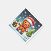 Schattigee grillige kerst/winter peperkoek man servet (Hoek)