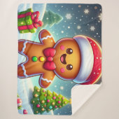 Schattigee grillige kerst/winter peperkoek man sherpa deken (Voorkant)